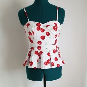 Marilyn Monroe Cherry Pleated Top
